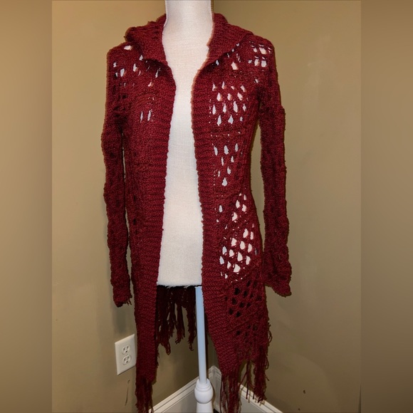 oliver Sweaters Oliver Anthropologie Crochet Rust Hooded Open